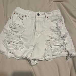 American Eagle Outfitters Ripped White Jean Shorts